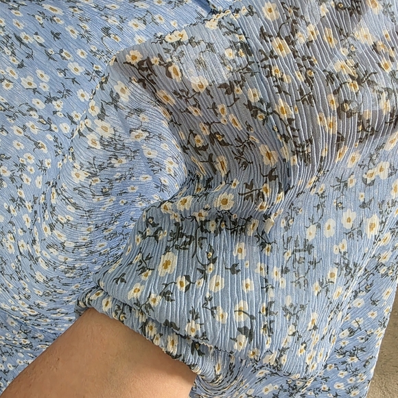 🔥5 FOR $25🔥NWT Lightweight Long Sleeve Blue Floral Stretchy Dress, XL - Picture 7 of 7